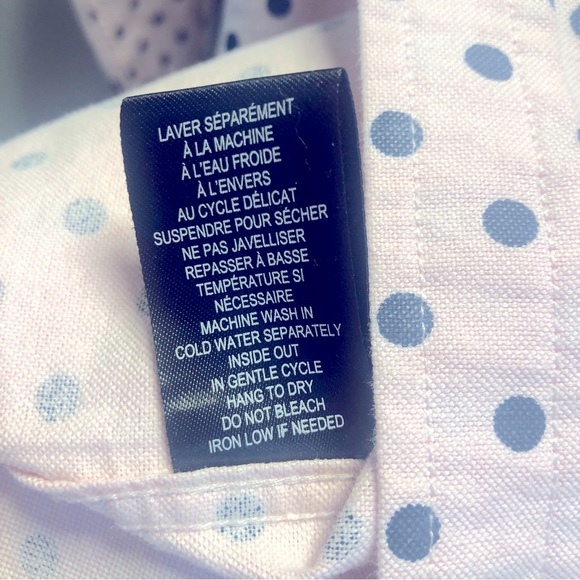 Pink & Black Polka Dot Oxford-Style Cotton Twill Long-Sleeved Shirt - Picture 8 of 8